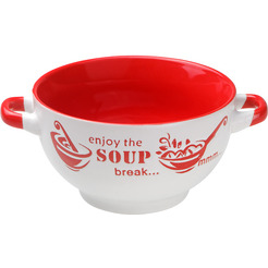 Супница керамическая PERFECTO LINEA "Окрошка" Бело-красная (18-292411)