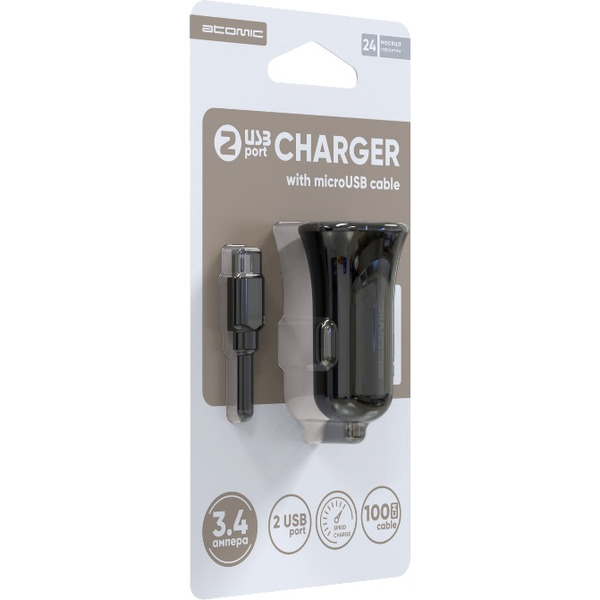 Автомобильное зарядное устройство с кабелем ATOMIC C240М