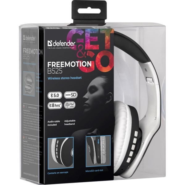 Наушники Defender FreeMotion B525 (черный/белый)