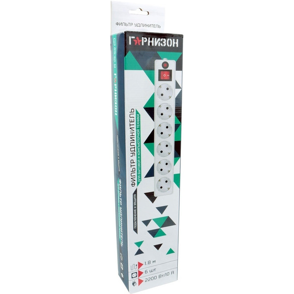 Сетевой фильтр ГАРНИЗОН ЕНW-6 (1,8м) белый
