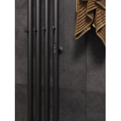 Полотенцесушитель электрический Маргроид Ferrum Inaro 4 СНШ 150×6×18 (черный матовый, скрытого монтажа, таймер справа, 8 крючков)