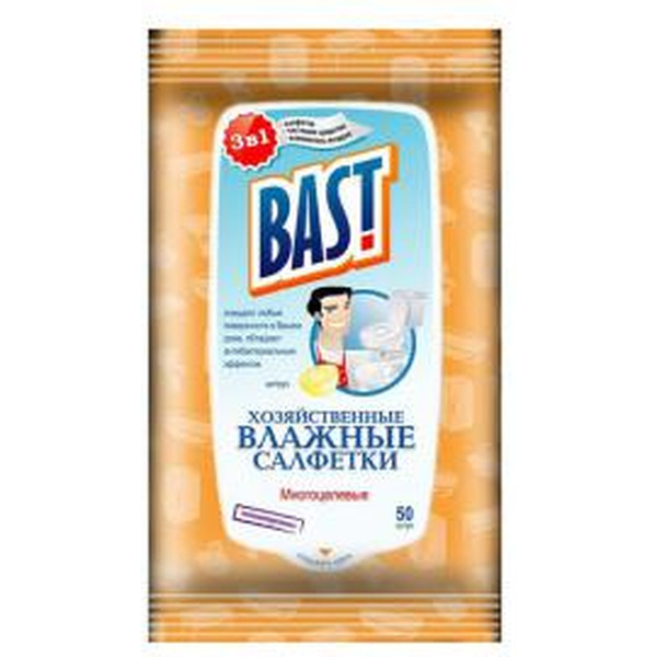 Чистящие салфетки BAST Хоз. влажные салфетки  многоцелевые  50 шт