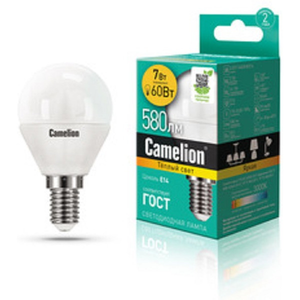15061 LEDRB/7-G45/830/E14 (Эл.лампа светодиодная 7Вт 220В, LED-M G45 7W 3000K E14) Camelion