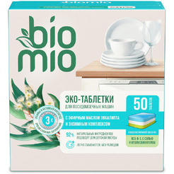 Таблетки для посудомоечной машины BioMio All-in-One с эфирным маслом эвкалипта (50 шт)