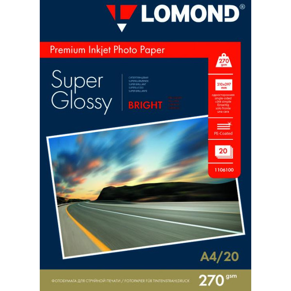 Фотобумага Lomond Суперглянцевая A4 270 г/кв.м. 20 листов (1106100)