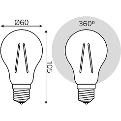 Лампа светодиодная филаментная GAUSS А60 10W 4100K E27