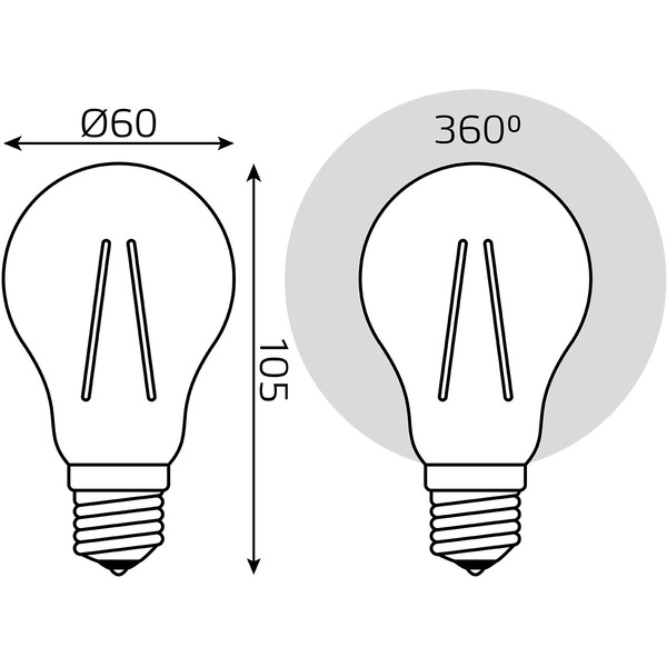 Лампа светодиодная филаментная GAUSS А60 10W 4100K E27