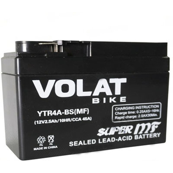Мотоциклетный аккумулятор VOLAT YTR4A-BS MF R+ (2.5 А·ч)