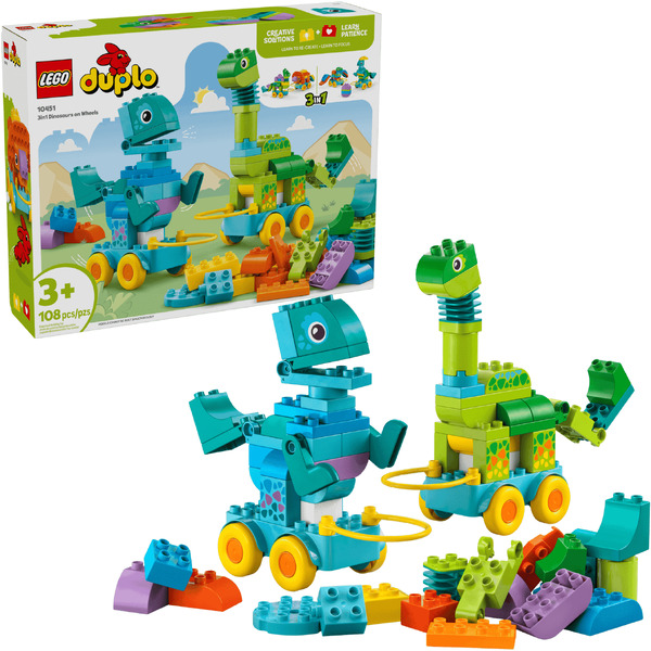 Конструктор Lego Duplo Динозавры на колесах 3в1 10451