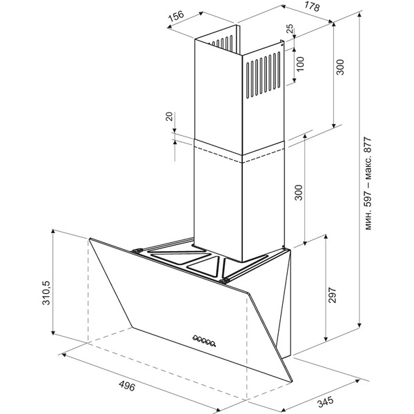 Вытяжка кухонная KRONA HELGA 500 black PB
