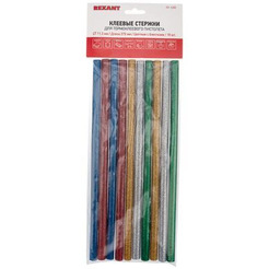 Клеевые стержни Rexant 09-1285 (10 шт, разноцветный с блестками)