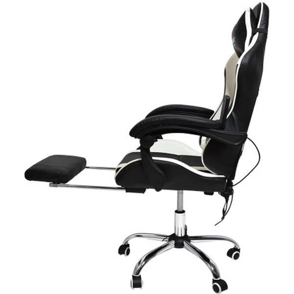 Игровое кресло Calviano Avanti Ultimato (черный/белый, с подножкой)