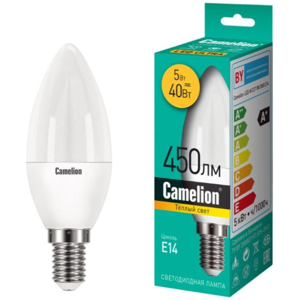 15049 LEDRB/5-C35/830/E14 (Эл.лампа светодиодная 5Вт 220В, LED-M C37 5W 3000K E14) Camelion