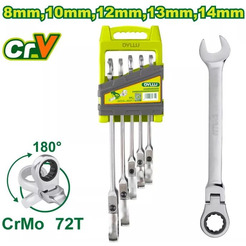 Набор гаечных ключей с трещоткой и шарниром DYLLU DTSP5205 (5 шт)