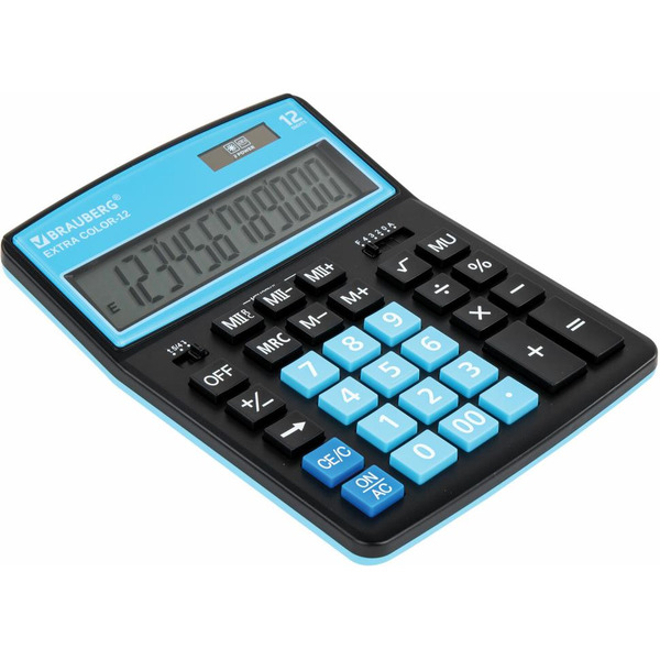 Калькулятор BRAUBERG Extra Color-12-BKBU 250476 (черный/голубой)