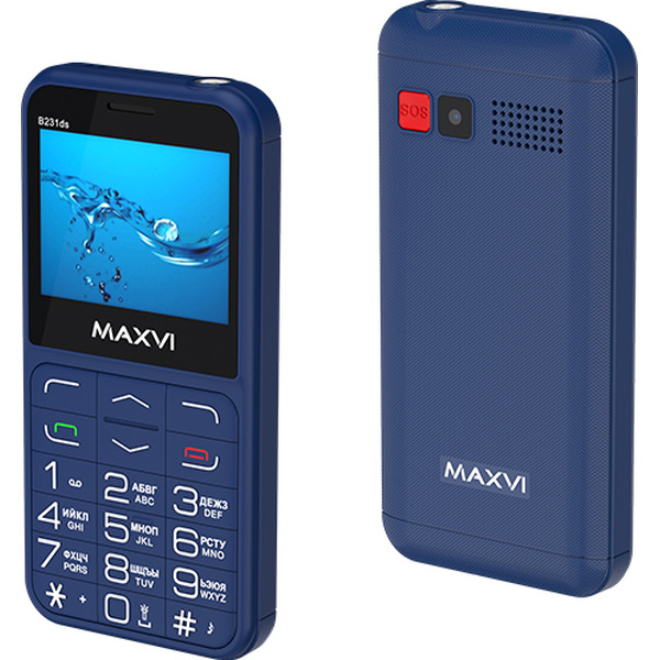 Мобильный телефон Maxvi B231ds +ЗУ WC-114 (синий)