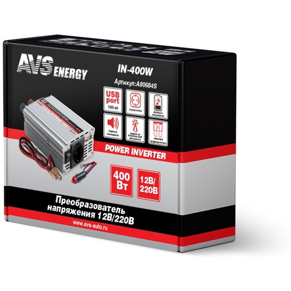 Автомобильный инвертор AVS 12/220V IN-400W