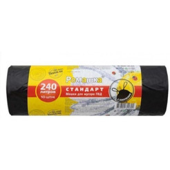 Мешки для мусора с завязками РОМАШКА Стандарт ЗВС-240/10/8/Ч (240 л, 10 шт)