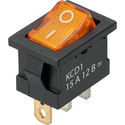 Выключатель клавишный TDM KCD1-101N 12В 1P желтый SQ0746-0133