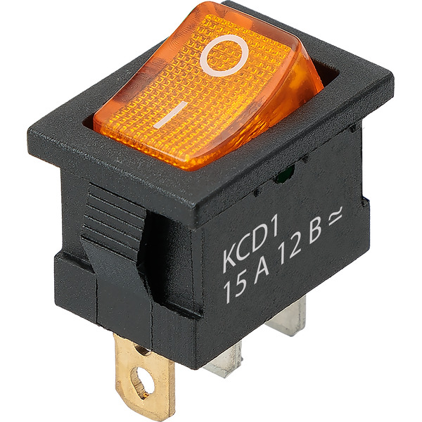 Выключатель клавишный TDM KCD1-101N 12В 1P желтый SQ0746-0133