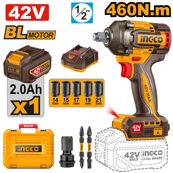 Аккумуляторный гайковёрт INGCO CIWLI42461