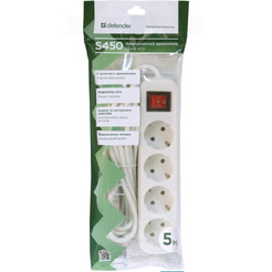 Удлинитель с заземлением DEFENDER S450 БЕЛЫЙ