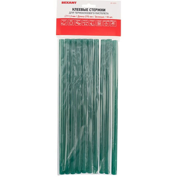 Клеевые стержни Rexant 09-1273 (10 шт, зеленый)