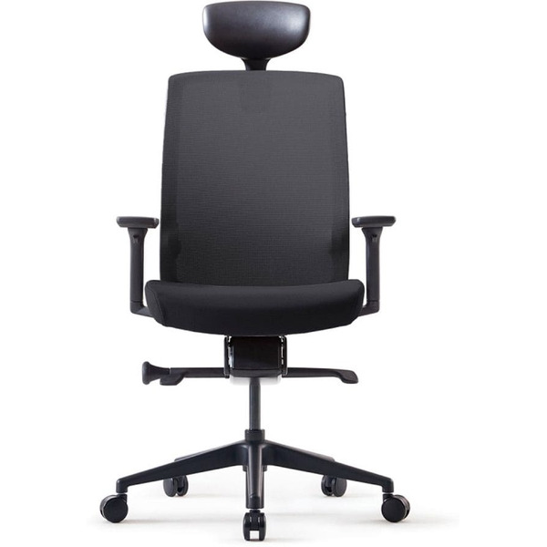 Кресло BESTUHL J1 (черная рама, спинка-сетка, сиденье-ткань, крест.-пластик, черный)