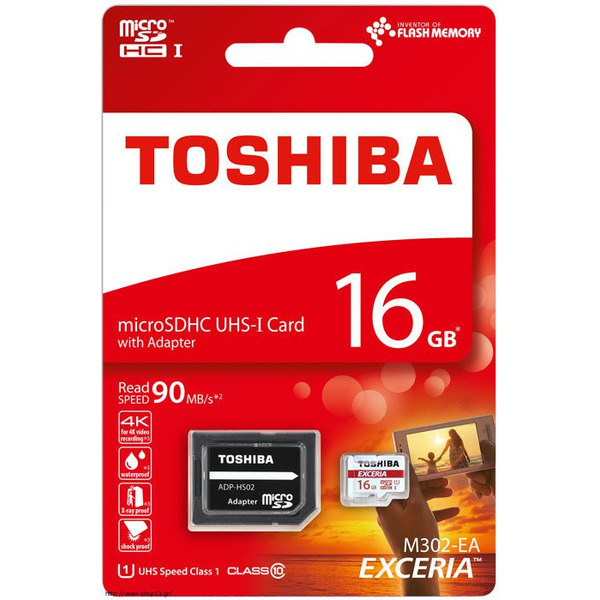 Карта памяти Toshiba SDHC-micro Card 16Gb M302 Class 10 UHS-I + adapter (THN-M302R0160EA)
