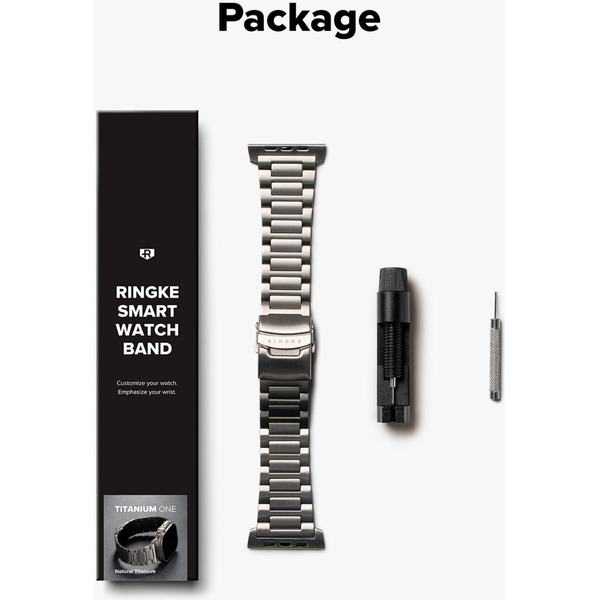 Ремешок RINGKE Titanium One для Apple Watch 44 / 45 / 46 / 49 mm NATURAL TITANIUM