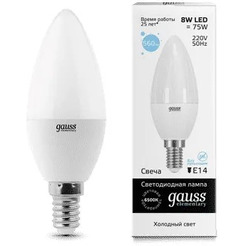 Лампа Gauss LED Elementary Свеча 8W E14 6500K 33138