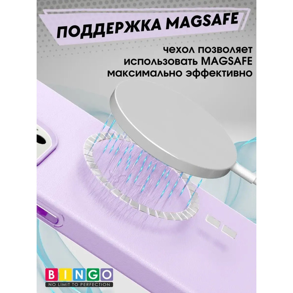 Чехол-накладка Bingo Leather Magsafe для Apple iPhone 14 Plus (лавандовый)