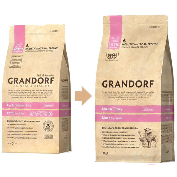 Сухой корм для кошек Grandorf Kitten Lamb&Turkey (400г)