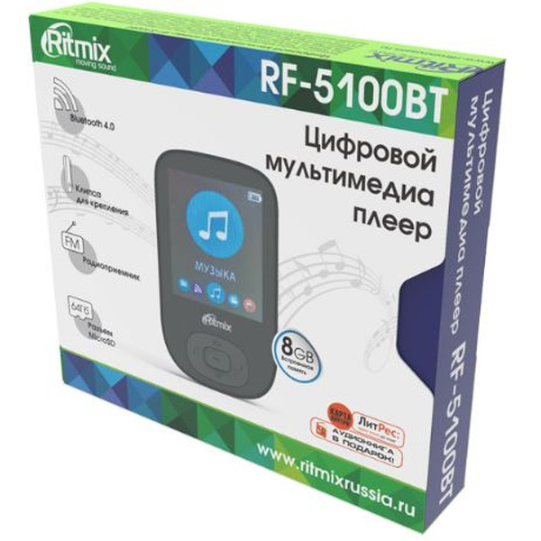 MP3 плеер RITMIX RF-5100BT 4GB (черный)