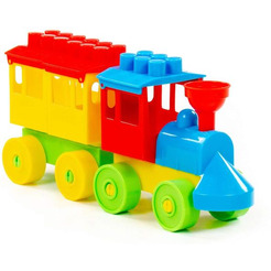 Конструктор Полесье 2037 Паровоз с одним вагоном