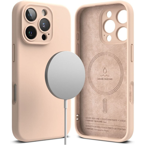 Чехол RINGKE SILICONE MAGNETIC MAGSAFE для IPHONE 16 PRO PINK SAND