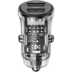 Автомобильное зарядное устройство Usams С31 Transparent Dual USB CC162CC01 (прозрачный/черный)