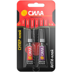 Супер-клей СИЛА СВЕРХПРОЧНЫЙ 3 гр. + АНТИКЛЕЙ 3 гр. BL-1 (SABL1-33)