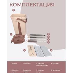 Швабра и ведро с отжимом SKIPER MOP-S-10