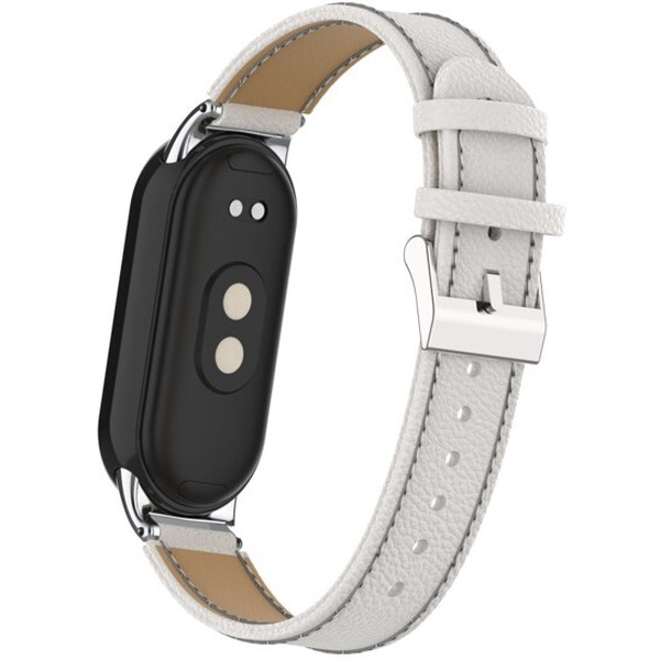 Ремешок Bingo Leather Litchi для XIAOMI Mi Band 8 Белый