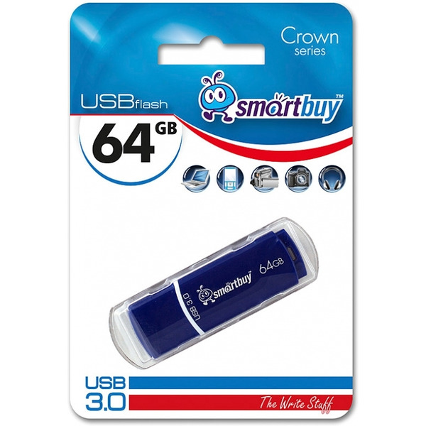 Флеш-накопитель SMARTBUY Crown Blue 64GB (SB64GBCRW-Bl)