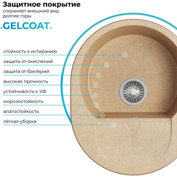 Кухонная мойка Polygran Atol 620 (песочный)