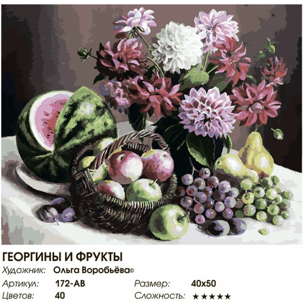 Картина по номерам БЕЛОСНЕЖКА Георгины и фрукты 172-AB