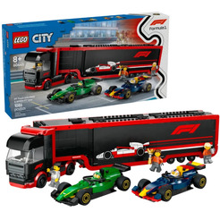 Конструктор LEGO City 60445 Грузовик F1 с болидами RB20 и AMR24 F1