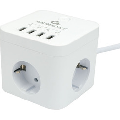 Сетевой фильтр Cablexpert CUBE-3-U4-W-1.5
