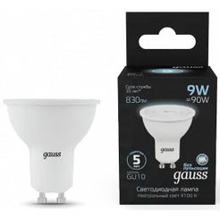 Лампа Gauss LED MR16 GU10 9W 4100K 101506209
