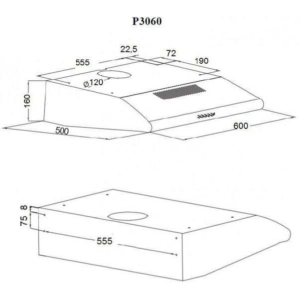 Вытяжка Akpo P-3060 WK-7 (нержавеющая сталь)