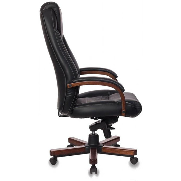 Офисное кресло Бюрократ KE-1023 (темный орех/черная кожа)