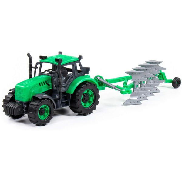 Трактор Полесье Прогресс с плугом 91307 (зеленый)