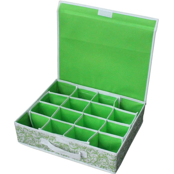 Коробка для хранения нижнего белья с откидной крышкой Рыжий кот NWH-2, арт.M312145, 16 ячеек, 40х32х10см